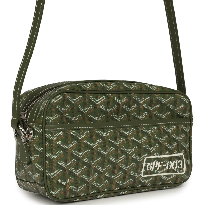 GOYARD GOYARDINE KHAKI CAP VERT PM BAG PALLADIUM HARDWARE