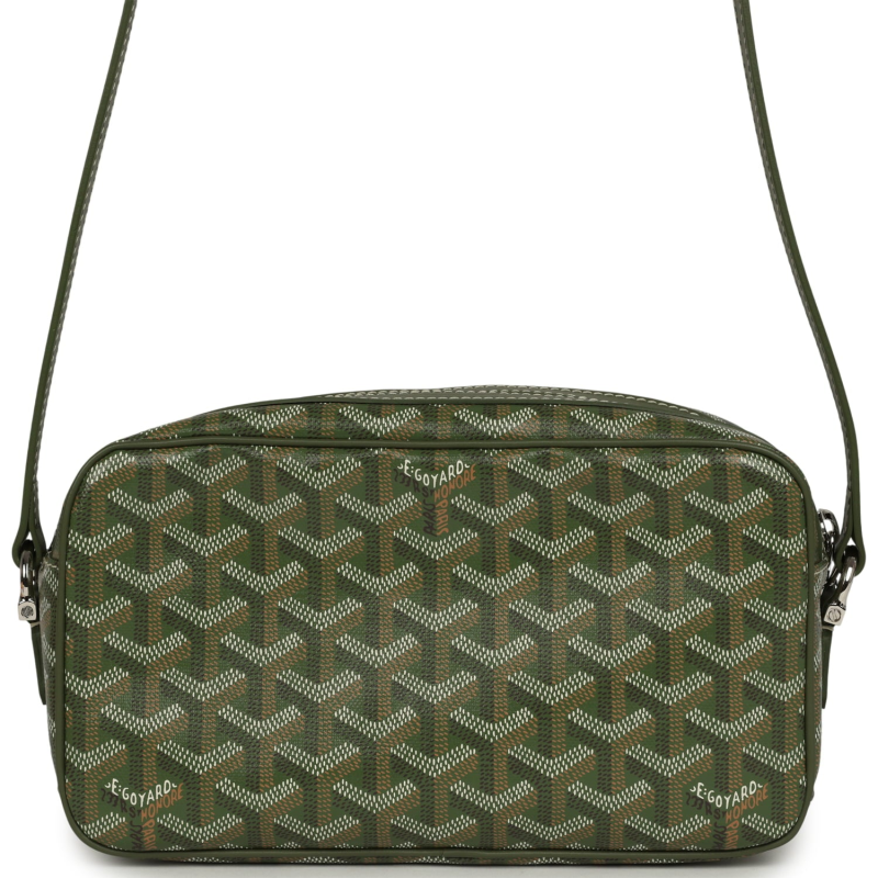 GOYARD GOYARDINE KHAKI CAP VERT PM BAG PALLADIUM HARDWARE