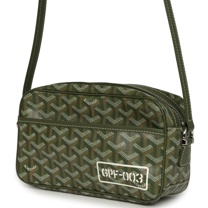 GOYARD GOYARDINE KHAKI CAP VERT PM BAG PALLADIUM HARDWARE
