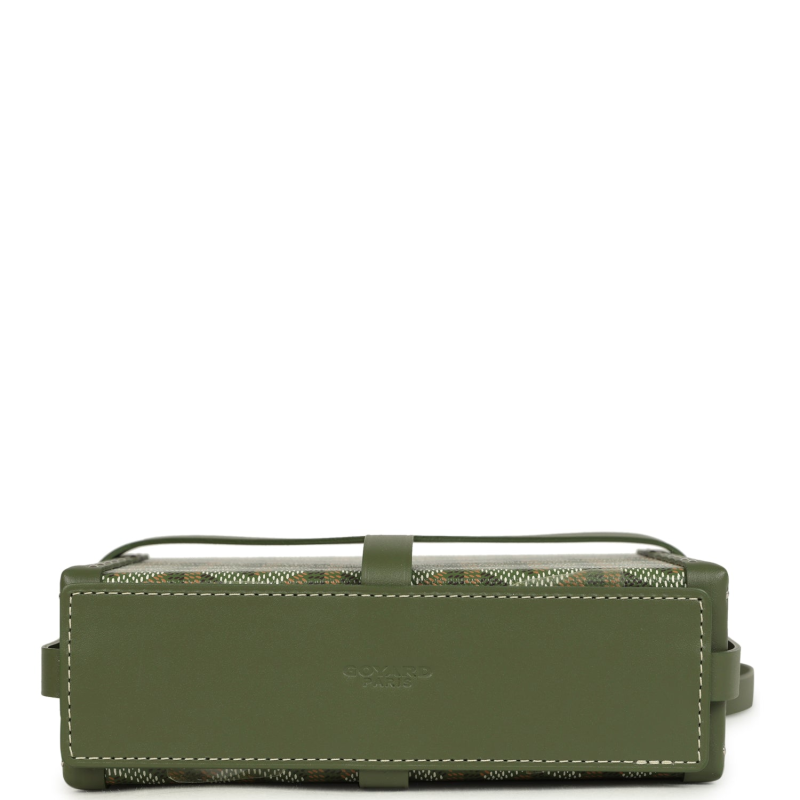 GOYARD GOYARDINE CANVAS KHAKI MINAUDIèRE TRUNK BAG PALLADIUM HARDWARE