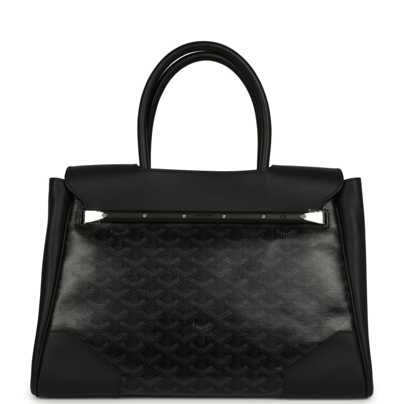 GOYARD SAIGON TOTE "CHARISMATIC CHEVRON" JET BLACK MULTICOLORED GOYARDINE CANVAS PALLADIUM HARDWARE