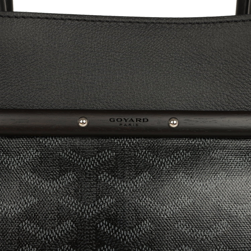 GOYARD SAIGON TOTE "CHARISMATIC CHEVRON" JET BLACK MULTICOLORED GOYARDINE CANVAS PALLADIUM HARDWARE