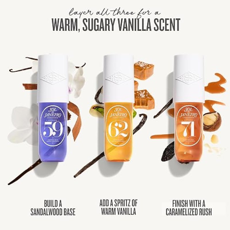 SOL DE JANEIRO VANILLA LOVERS PERFUME MIST BUNDLE CHEIROSA 62, 71 59 FRAGRANCE SET