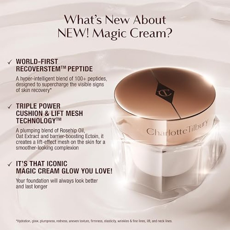 CHARLOTTE TILBURY MAGIC CREAM MOISTURIZER FIRMING, HYDRATING FACE CREAM WITH VITAMINS C E