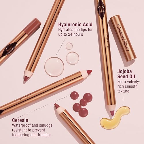 CHARLOTTE TILBURY LIP CHEAT LIP LINER PENCIL FULLER LIPS, WATERPROOF, JOJOBA OIL HYALURONIC ACID