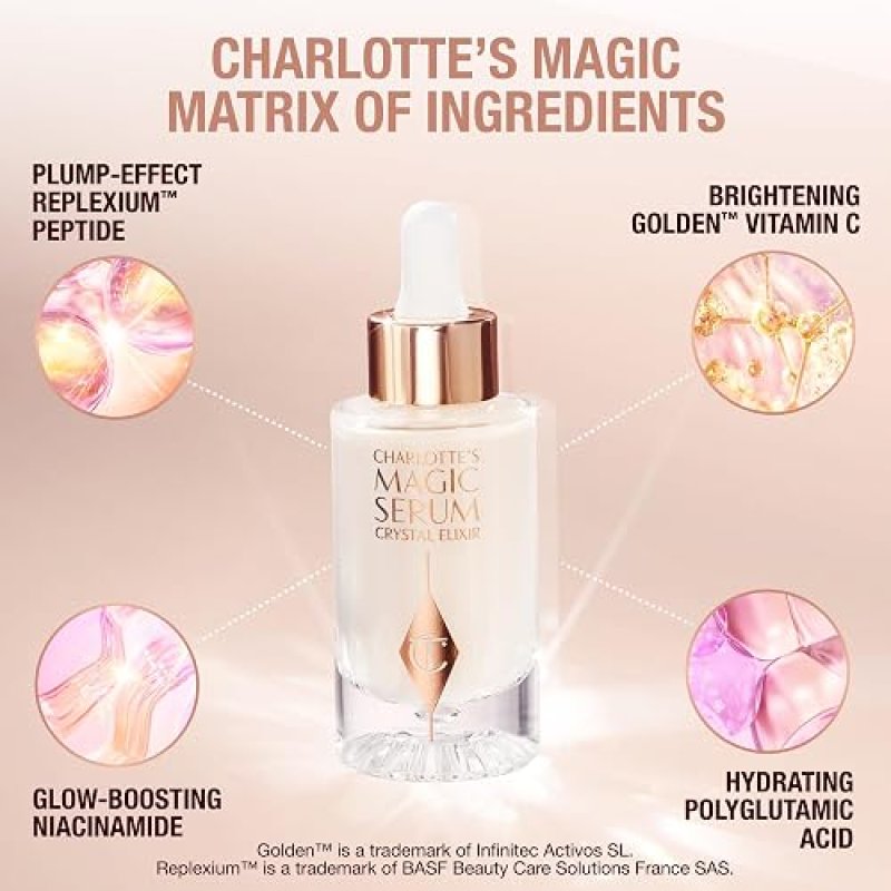 CHARLOTTE TILBURY MAGIC SERUM CRYSTAL ELIXIR FIRMING PEPTIDE FACE NECK SERUM SKINCARE SET