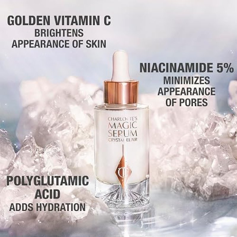 CHARLOTTE TILBURY MAGIC SERUM CRYSTAL ELIXIR FIRMING PEPTIDE FACE NECK SERUM SKINCARE SET