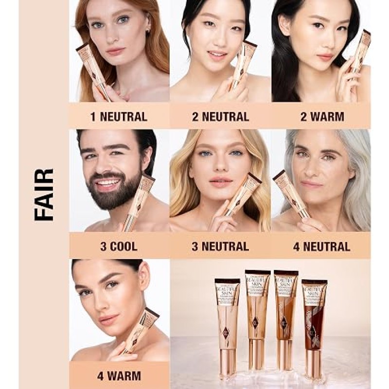 CHARLOTTE TILBURY BEAUTIFUL SKIN HYDRATING FOUNDATION - MEDIUM COVERAGE, BUILDABLE GLOW MAKEUP