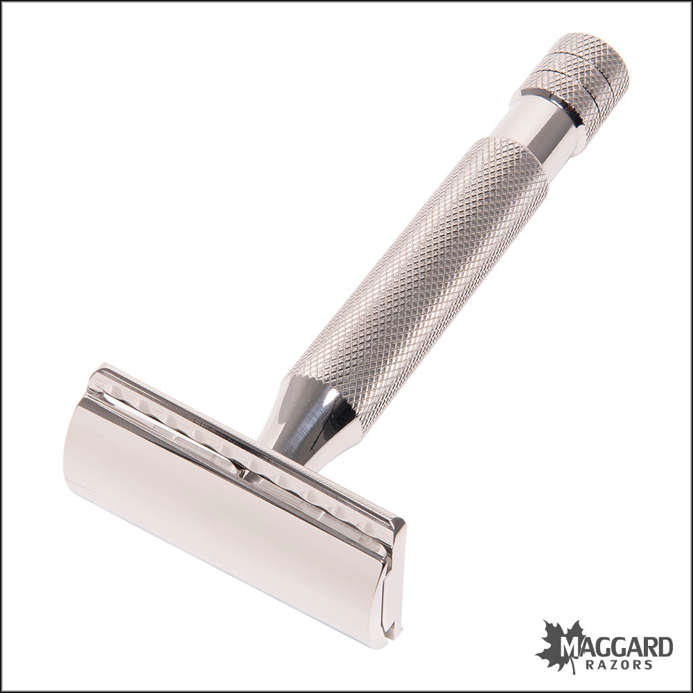 ABOVE THE TIE S1 SLANT STAINLESS STEEL CLOSED COMB DE SAFETY RAZOR WITH 90MM HANDLE, POLISHED FINISH