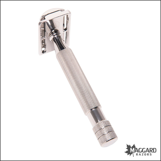 ABOVE THE TIE S1 SLANT STAINLESS STEEL CLOSED COMB DE SAFETY RAZOR WITH 90MM HANDLE, POLISHED FINISH