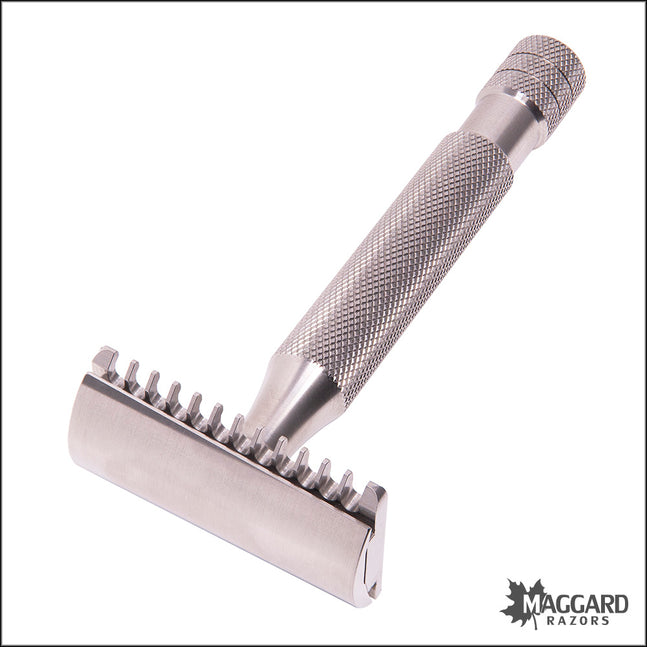 ABOVE THE TIE S1 SLANT STAINLESS STEEL OPEN COMB DE SAFETY RAZOR WITH 90MM HANDLE, CLASSIC FINISH