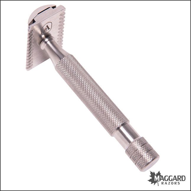 ABOVE THE TIE S1 SLANT STAINLESS STEEL OPEN COMB DE SAFETY RAZOR WITH 90MM HANDLE, CLASSIC FINISH