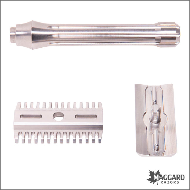 BLACKLAND RAZORS BLACKBIRD STAINLESS STEEL OPEN COMB DE SAFETY RAZOR WITH 85MM HANDLE, MACHINED FINISH