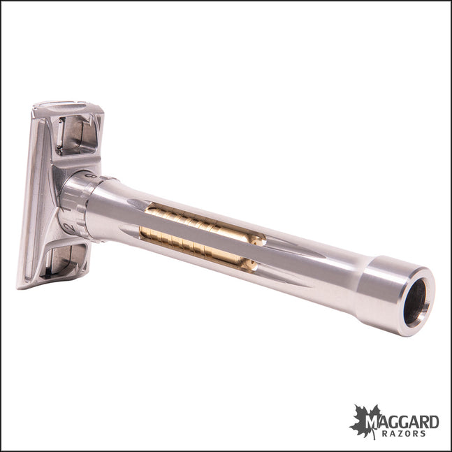 BLACKLAND RAZORS OSPREY STAINLESS STEEL CLOSED COMB DE SAFETY RAZOR WITH 85MM HANDLE, MACHINED FINISH