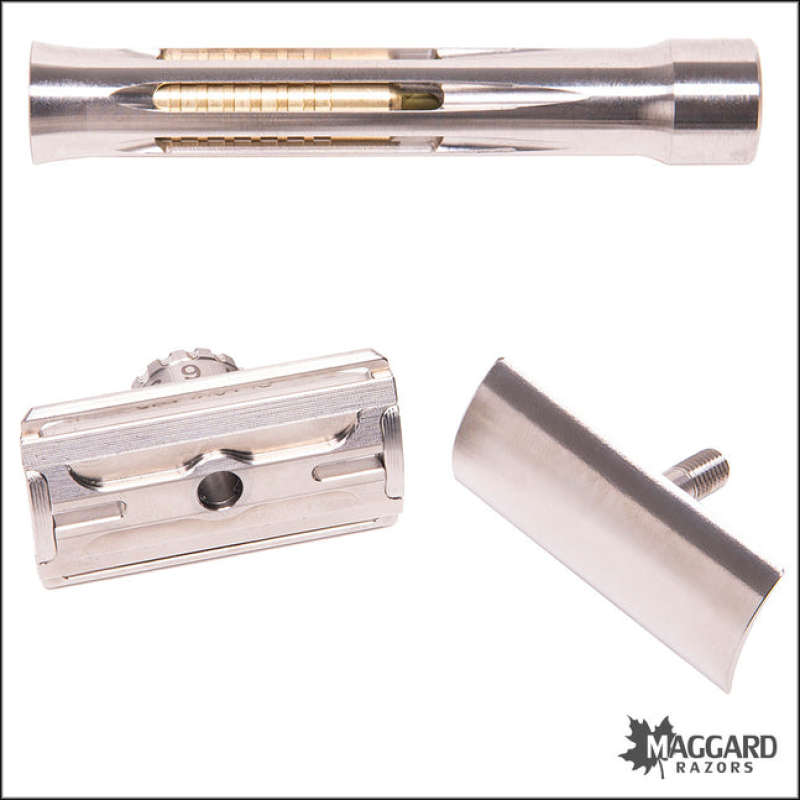 BLACKLAND RAZORS OSPREY TITANIUM CLOSED COMB DE SAFETY RAZOR WITH 85MM HANDLE, MACHINED FINISH