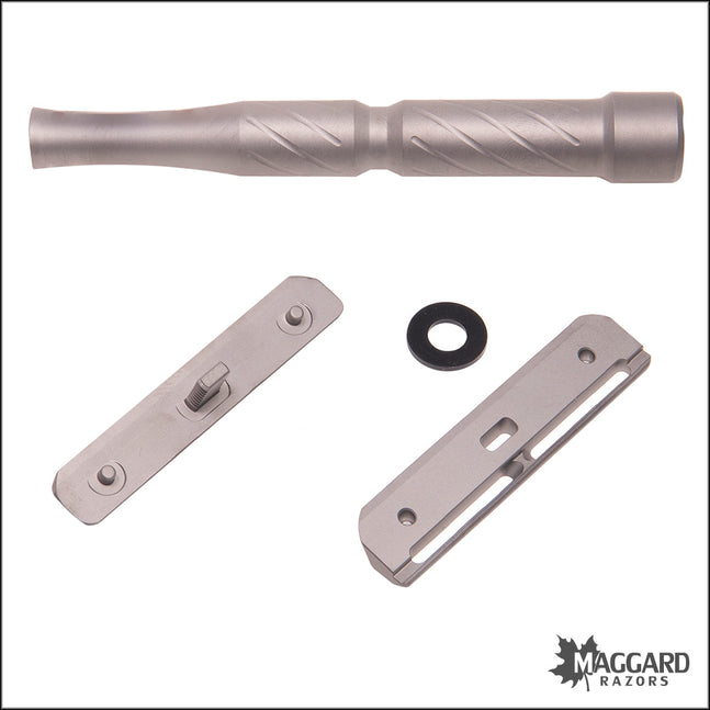 BLACKLAND RAZORS VECTOR TITANIUM CLOSED COMB SINGLE EDGE SAFETY RAZOR WITH 92MM HANDLE, MACHINED FINISH
