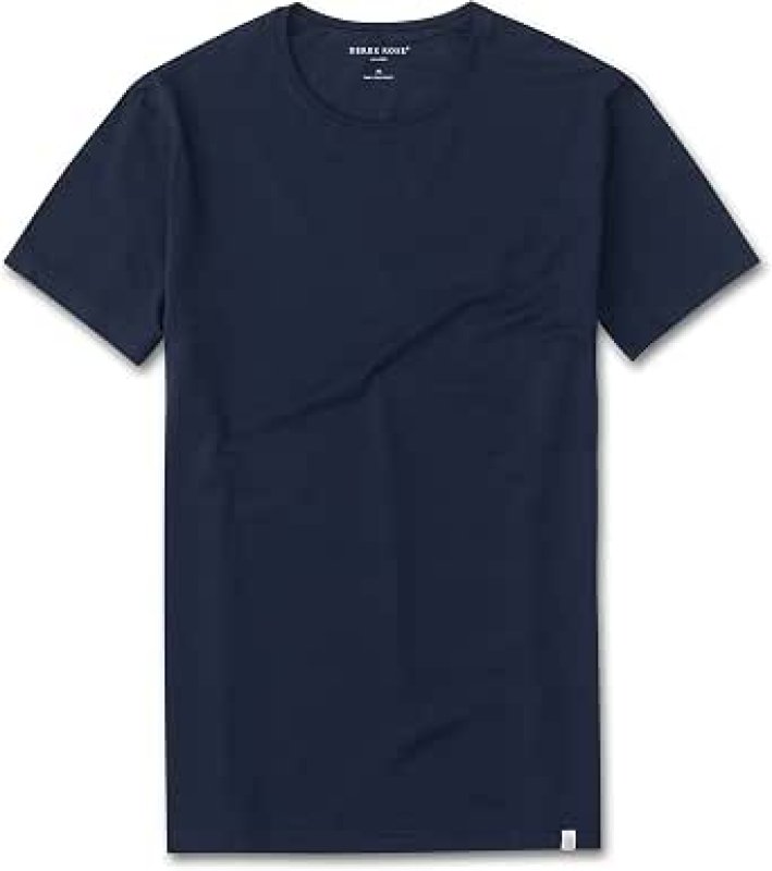 DEREK ROSE MENS SHORT SLEEVE MICRO MODAL CREW NECK T-SHIRT ATHLETIC CASUAL LOUNGE TEE  BASEL 1 DENIM