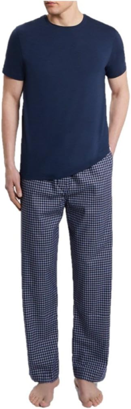 DEREK ROSE MENS NAVY BRAEMAR CHECK BRUSHED COTTON LOUNGE PAJAMA BOTTOMS PANTS