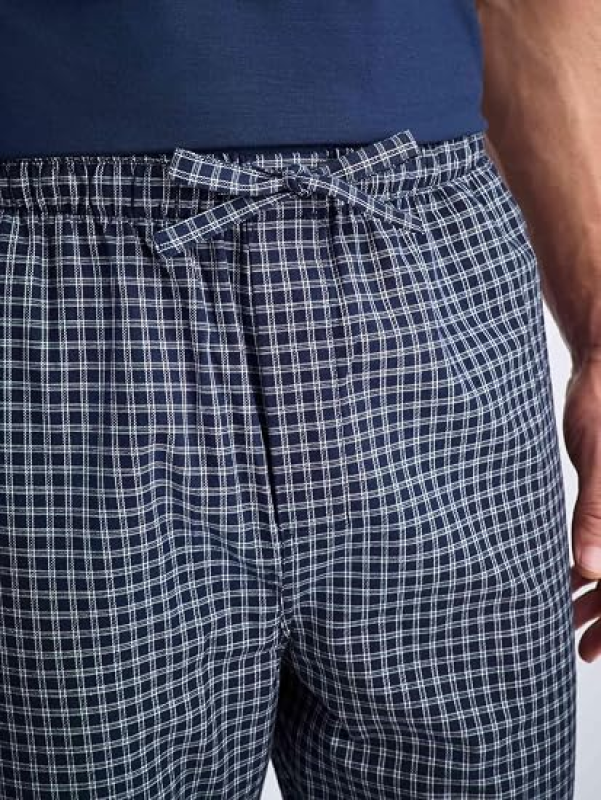 DEREK ROSE MENS NAVY BRAEMAR CHECK BRUSHED COTTON LOUNGE PAJAMA BOTTOMS PANTS