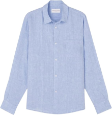 DEREK ROSE MENS MONACO BLUE LINEN LONG SLEEVE CASUAL BUTTON-UP SHIRT BLUE