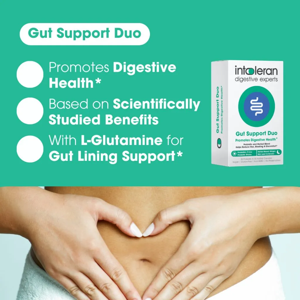 INTOLERAN GUT SUPPORT DUO PROBIOTICS HERBAL DIGESTIVE HEALTH SUPPLEMENT FOR BETTER DIGESTION