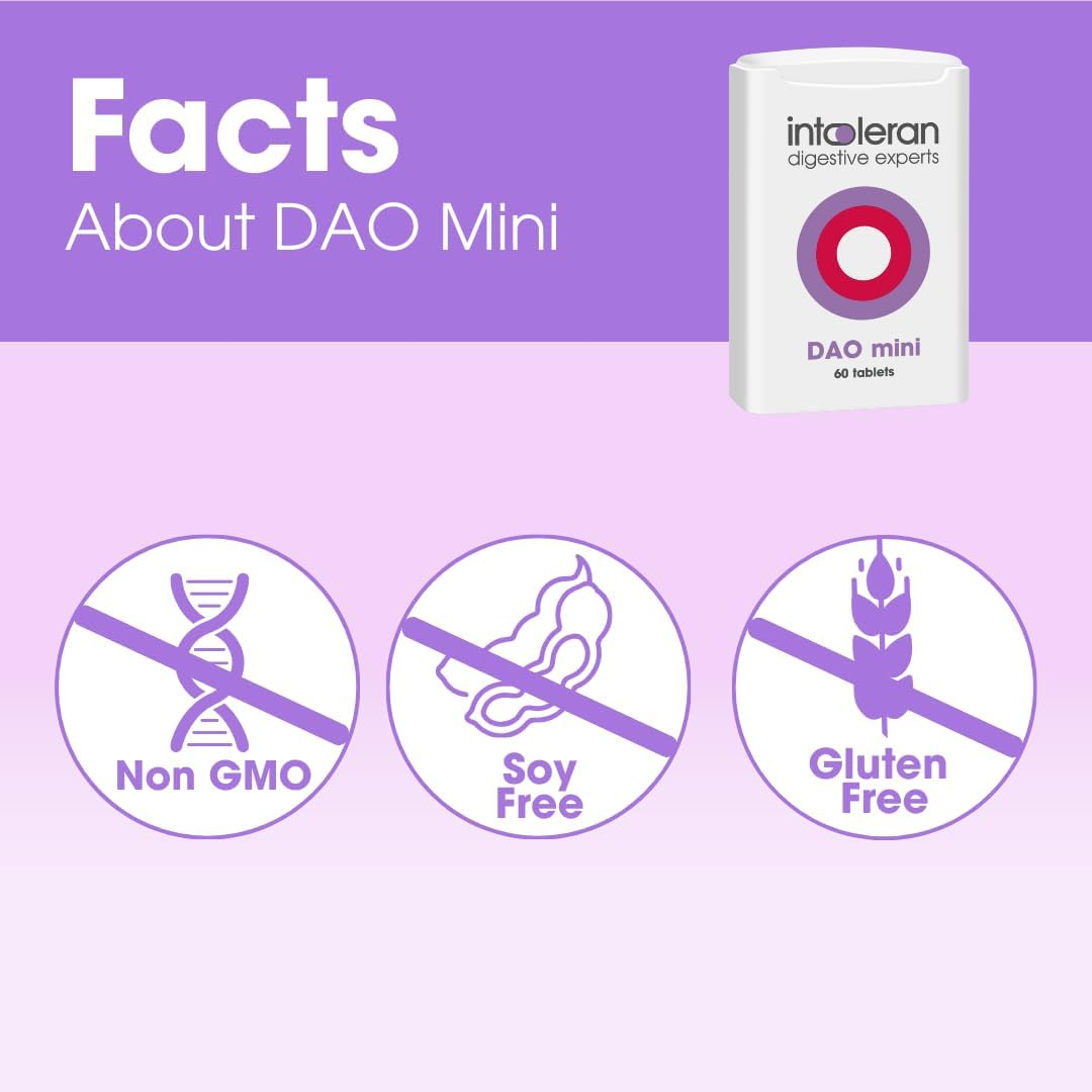 INTOLERAN DAO MINI DIGESTIVE ENZYMES SUPPLEMENT 60 TABLETS FOR IMPROVED DIGESTION