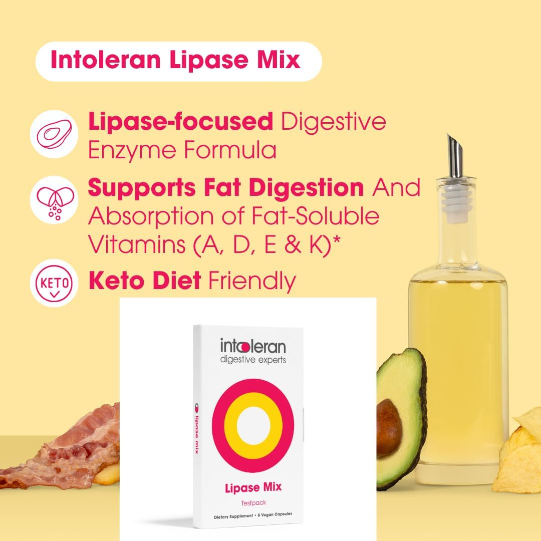 INTOLERAN LIPASE DIGESTIVE ENZYME TEST PACK 6 CAPSULES FOR IMPROVED DIGESTION