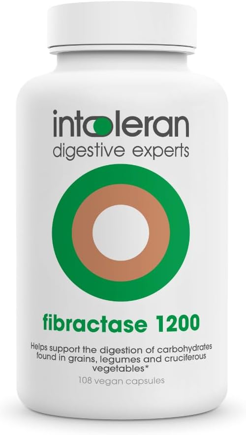 INTOLERAN FIBRACTASE 1200 DIGESTIVE ENZYME CAPSULES - 108 COUNT FOR DIGESTIVE HEALTH