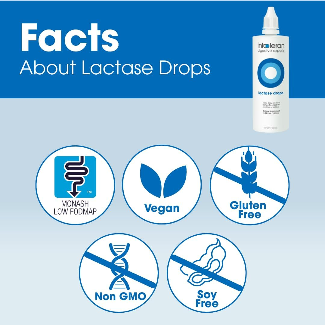 INTOLERAN LACTASE DIGESTIVE ENZYME DROPS 3.38 FL OZ 100 ML FOR LACTOSE INTOLERANCE RELIEF