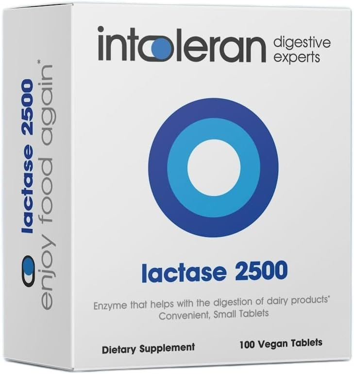 INTOLERAN LACTASE 2500 DIGESTIVE ENZYME TABLETS 100 COUNT DISPENSER FOR LACTOSE INTOLERANCE