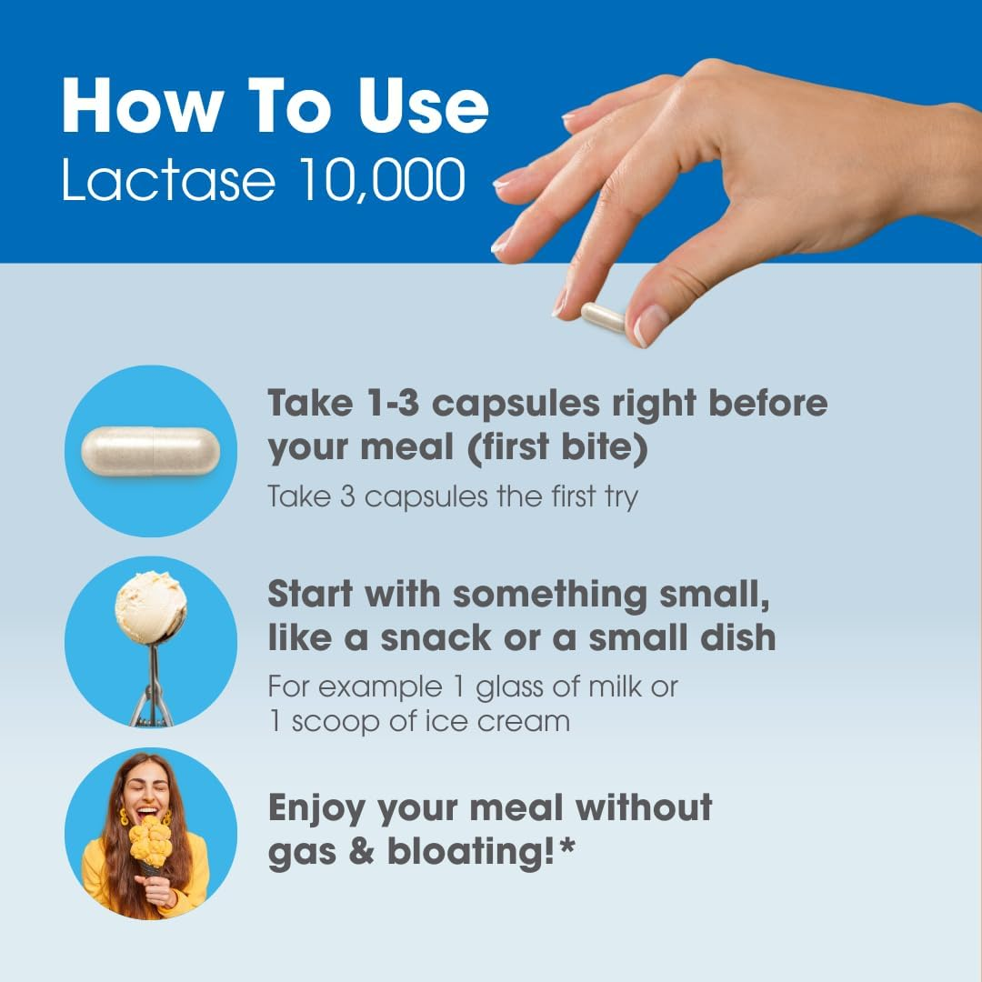 INTOLERAN LACTASE 10,000 IU DIGESTIVE ENZYME SUPPLEMENT - 36 CAPSULES FOR LACTOSE INTOLERANCE