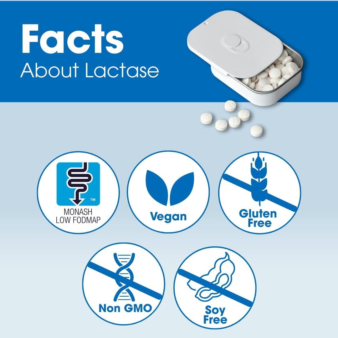 INTOLERAN LACTASE 20,000 IU DIGESTIVE ENZYME TABLETS - 6 SCORED PILLS FOR LACTOSE INTOLERANCE