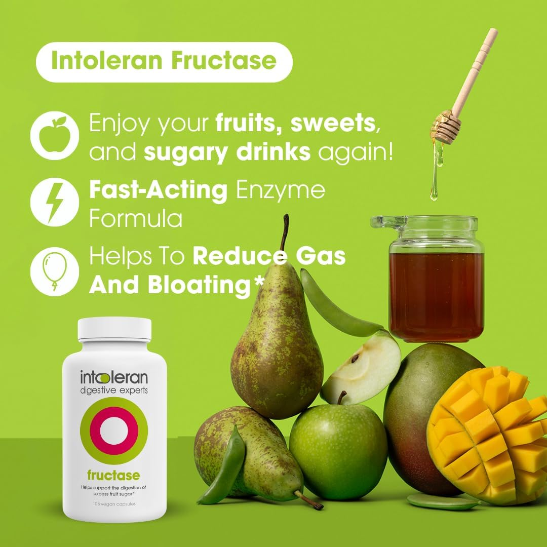 INTOLERAN FRUCTASE DIGESTIVE ENZYME SUPPLEMENT 108 CAPSULES FOR FRUCTOSE INTOLERANCE RELIEF