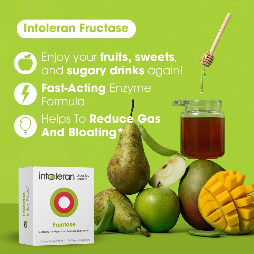 INTOLERAN FRUCTASE DIGESTIVE ENZYME CAPSULES 36 COUNT FOR DIGESTIVE SUPPORT