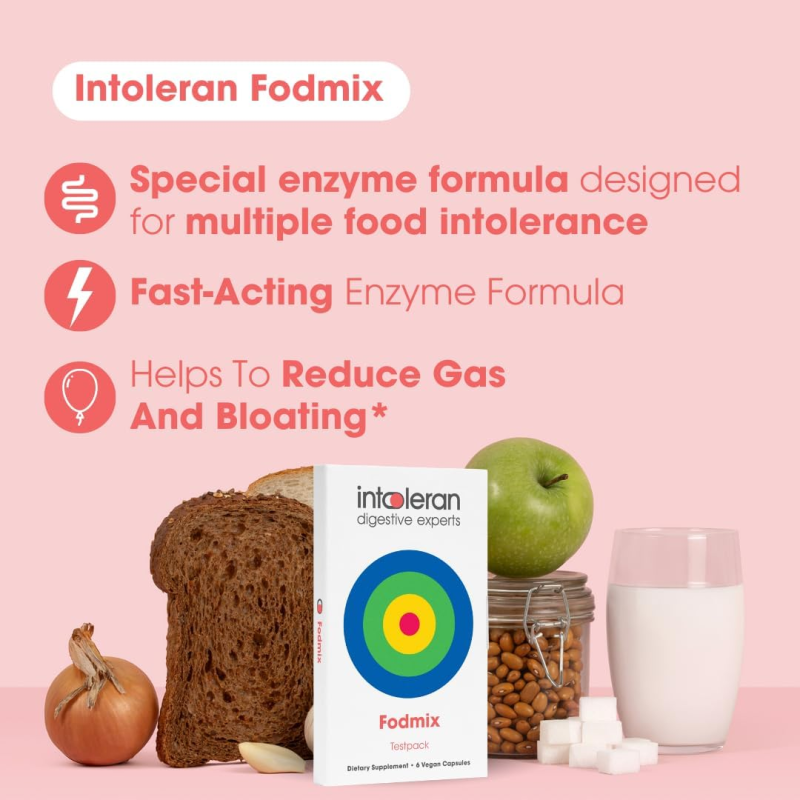 INTOLERAN FODMIX QUATRASE 10,000 DIGESTIVE ENZYME CAPSULES - 108 COUNT FOR DIGESTIVE HEALTH
