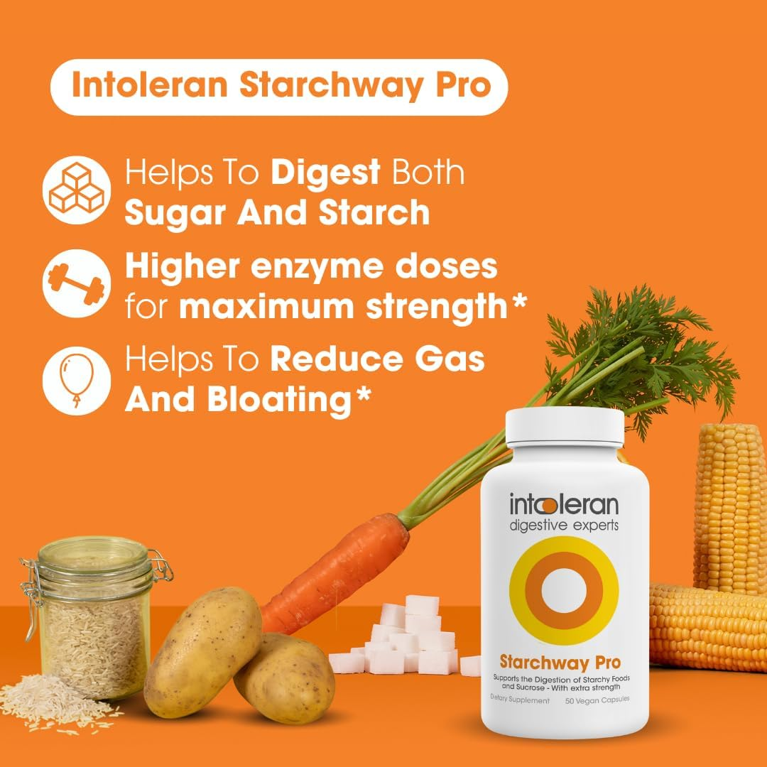 INTOLERAN STARCHWAY PRO DIGESTIVE ENZYMES SUPPLEMENT 50 CAPSULES FOR BETTER DIGESTION