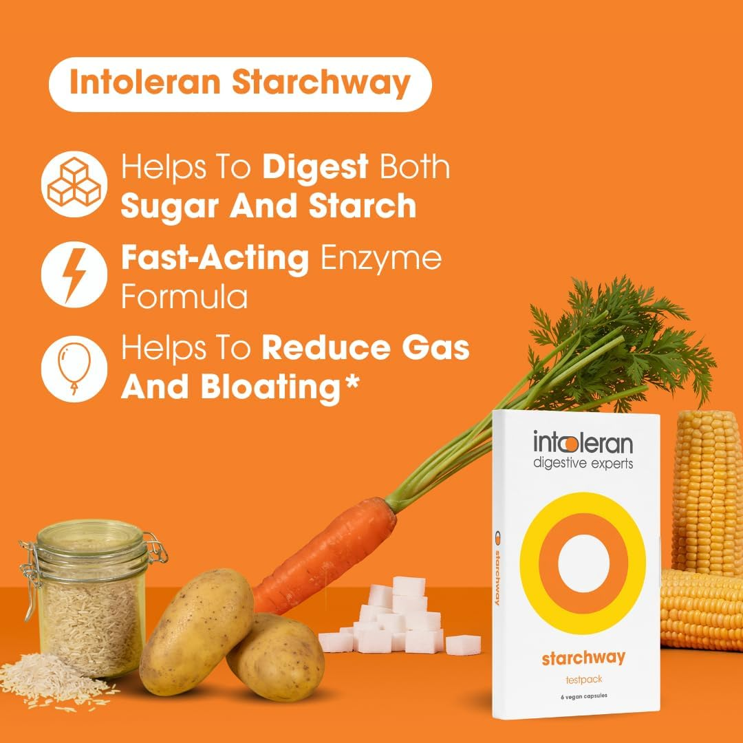 INTOLERAN STARCHWAY DIGESTIVE ENZYMES TEST PACK - 6 CAPSULES FOR IMPROVED DIGESTION