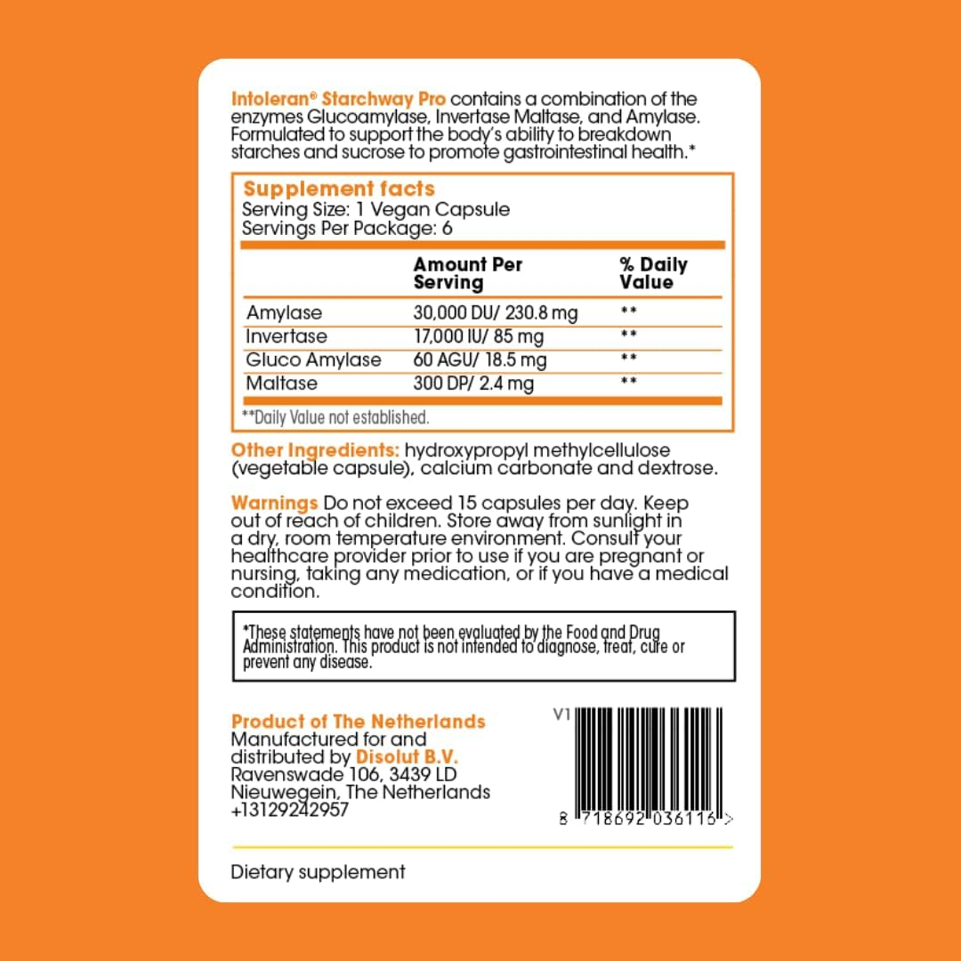 INTOLERAN STARCHWAY PRO DIGESTIVE ENZYMES TEST PACK 6 CAPSULES FOR DIGESTIVE SUPPORT