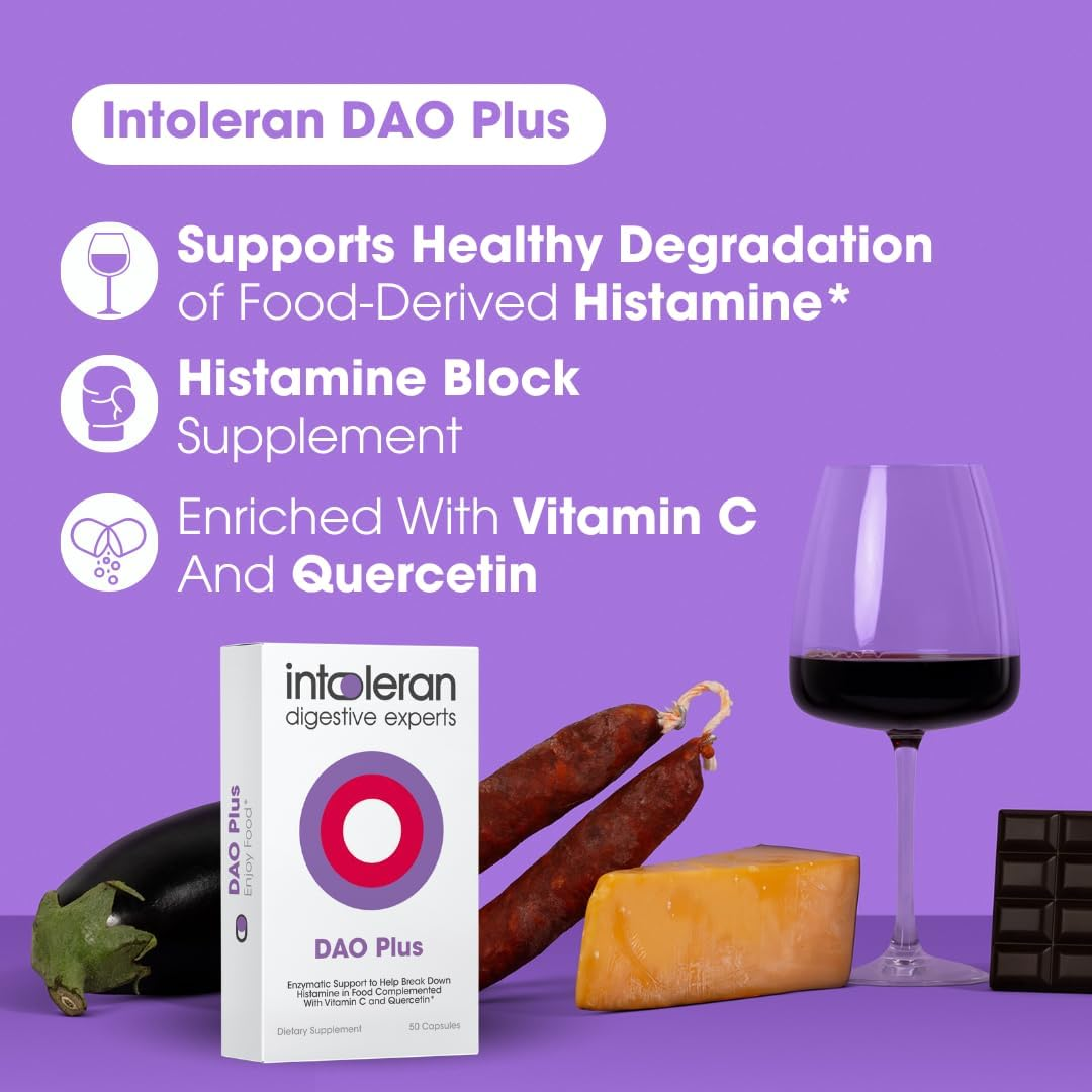 INTOLERAN DAO PLUS DIGESTIVE ENZYME CAPSULES 50 COUNT FOR IMPROVED DIGESTION SUPPORT