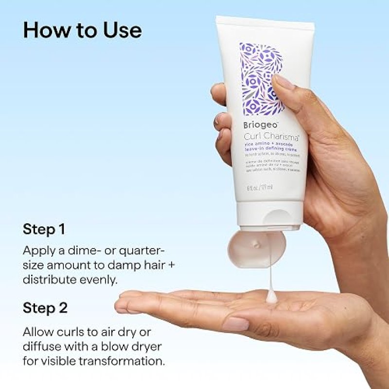 BRIOGEO CURL CHARISMA RICE AMINO AVOCADO LEAVE-IN CREAM FOR CURLY HAIR, ANTI-FRIZZ MOISTURIZER