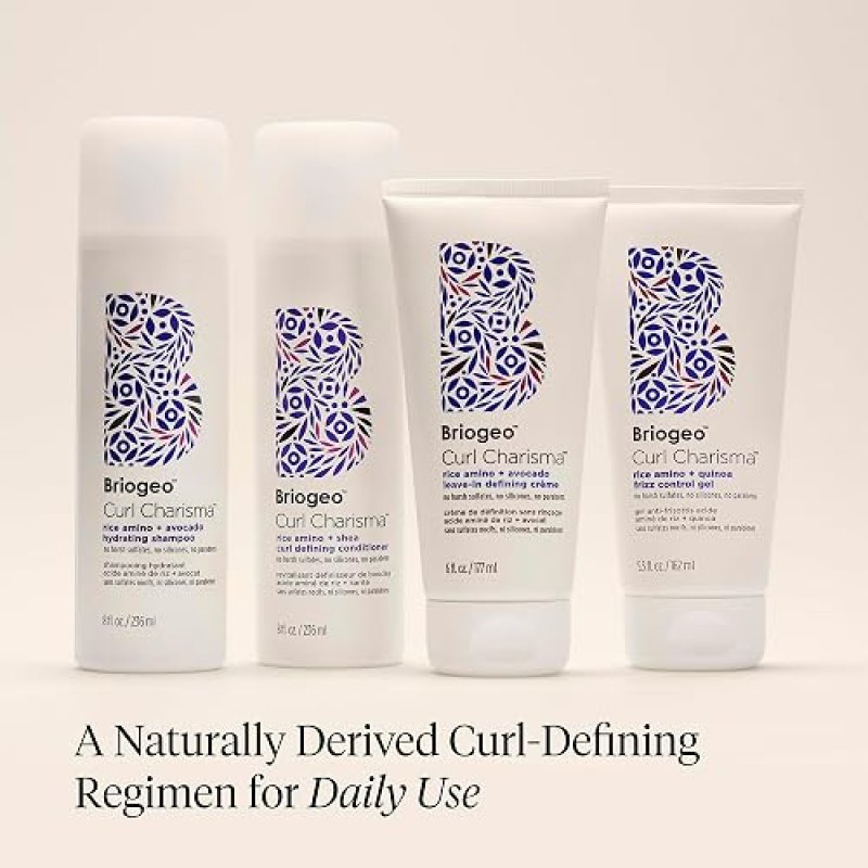 BRIOGEO CURL CHARISMA RICE AMINO AVOCADO LEAVE-IN CREAM FOR CURLY HAIR, ANTI-FRIZZ MOISTURIZER