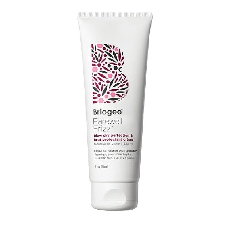 BRIOGEO FAREWELL FRIZZ HEAT PROTECTANT CREAM SILICONE-FREE, VEGAN FRIZZ CONTROL SHINE