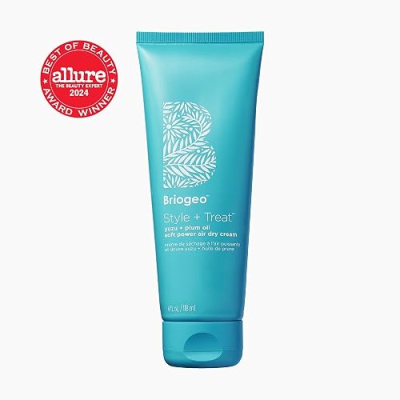 BRIOGEO YUZU PLUM OIL SOFT POWER AIR DRY CREAM LEAVE-IN ANTI-FRIZZ STYLING FOR CURLS WAVES, 4 OZ