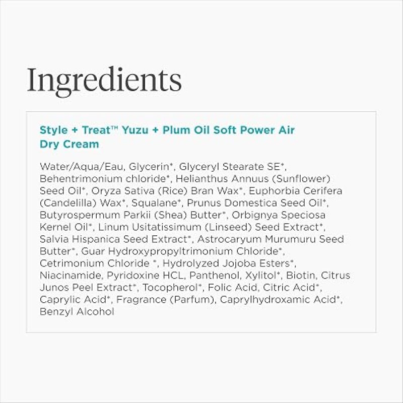 BRIOGEO YUZU PLUM OIL SOFT POWER AIR DRY CREAM LEAVE-IN ANTI-FRIZZ STYLING FOR CURLS WAVES, 4 OZ
