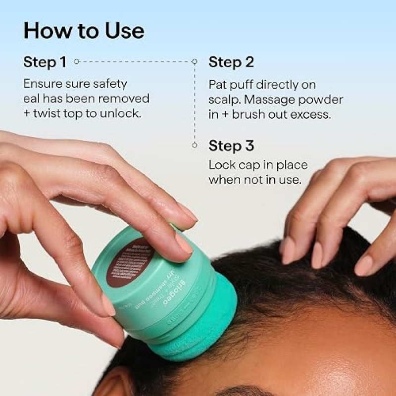 BRIOGEO DRY SHAMPOO PUFF - NON-AEROSOL, TALC-FREE ROOT REFRESH, VOLUMIZING, VEGAN 0.5 OZ