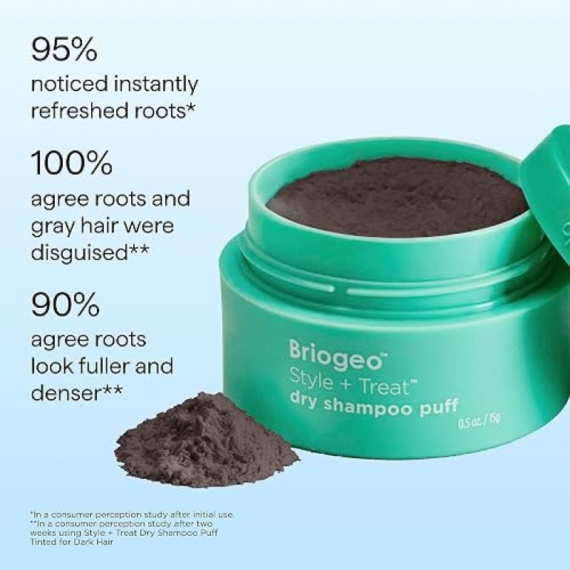 BRIOGEO DRY SHAMPOO PUFF - NON-AEROSOL, TALC-FREE ROOT REFRESH, VOLUMIZING, VEGAN 0.5 OZ