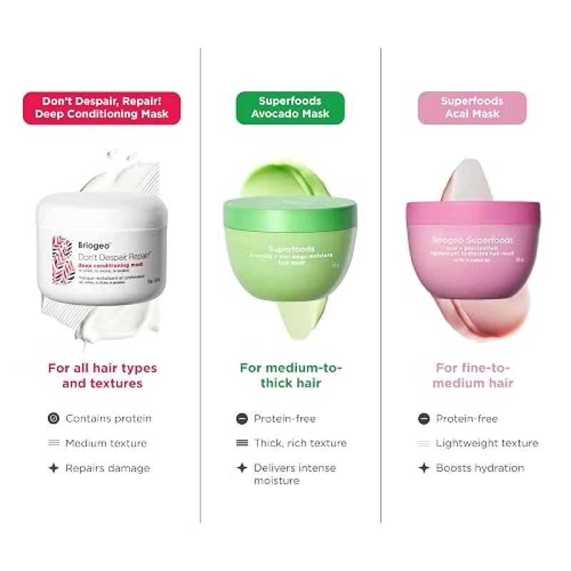 BRIOGEO AVOCADO KIWI HAIR MASK PROTEIN SILICONE-FREE DEEP MOISTURE TREATMENT FOR DRY HAIR