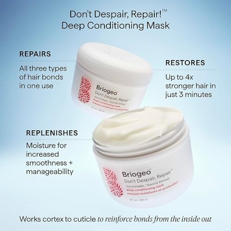 BRIOGEO DONT DESPAIR, REPAIR! DEEP CONDITIONING HAIR MASK 8 OZ HYDRATING TREATMENT