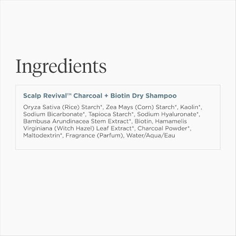 BRIOGEO SCALP REVIVAL CHARCOAL BIOTIN DRY SHAMPOO POWDER FOR OILY ROOTS, REFRESH HAIR