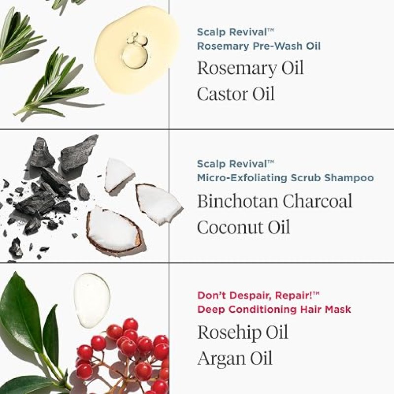 BRIOGEO HEALTHY HAIR HOLIDAY KIT DEEP CONDITIONING MASK, SCALP SCRUB ROSEMARY OIL, VEGAN